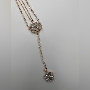 122 Gold Toned Double Strand Flower Necklace